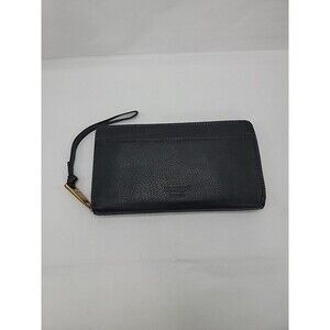 Margot Black Leather Wallet Wristlet Full Zip 8x4.5